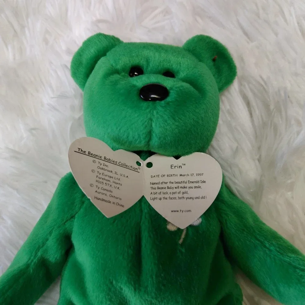 Ty Beanie Baby Erin the Bear 1997 Retired Collectible Tag With Errors & RARE